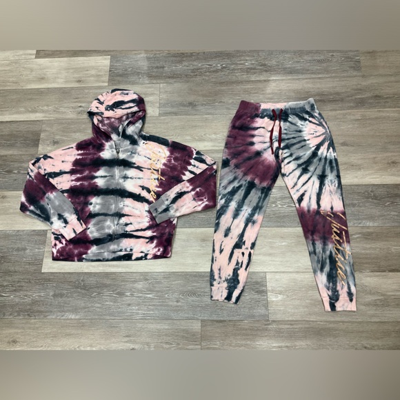 Justice Matching Tie Dye Sweatsuit Tracksuit Jacket with SweatPants 16/18 - Picture 1 of 13